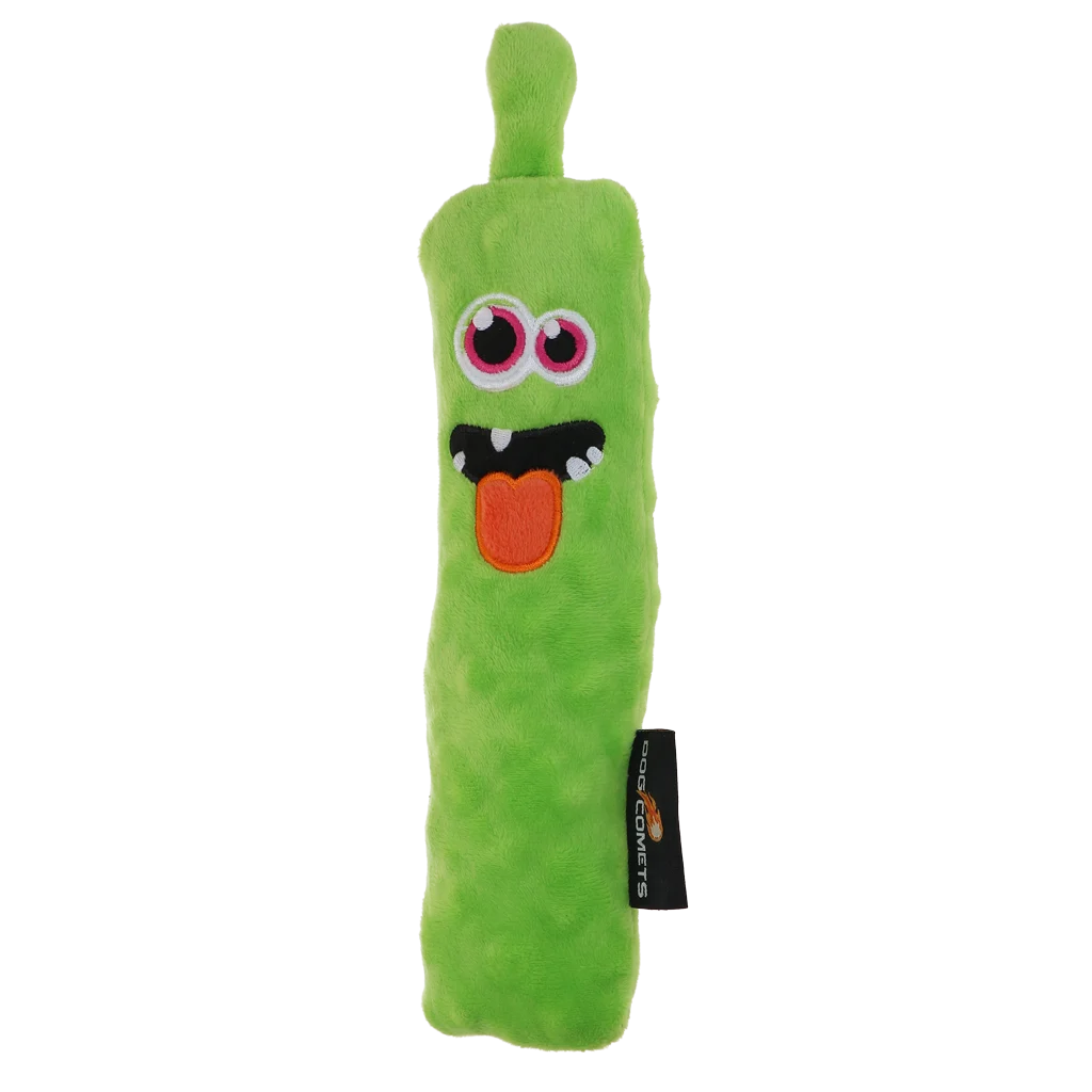 Bâton à lancer en peluche pour chien avec couineur, vert M, 22,5 cm – Dog Comets Invaders – Image 2