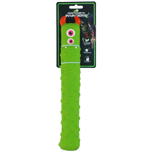 Jouet pour chien en latex avec couineur, vert L – Dog Comets Latex Invaders