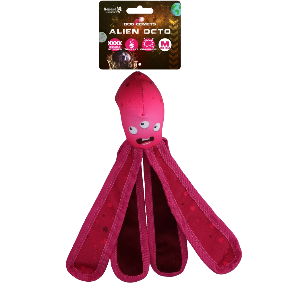 Jouet pour chien avec pouic et tentacules bruissants, 28 cm, rose – Dog Comets Alien Octo – Image 1