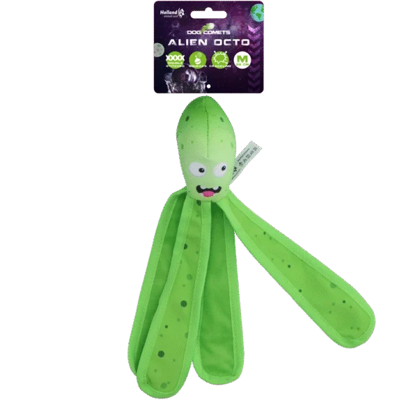 Jouet pour chien avec couineur et tentacules bruissantes, M 28 cm, vert – Dog Comets Alien Octo