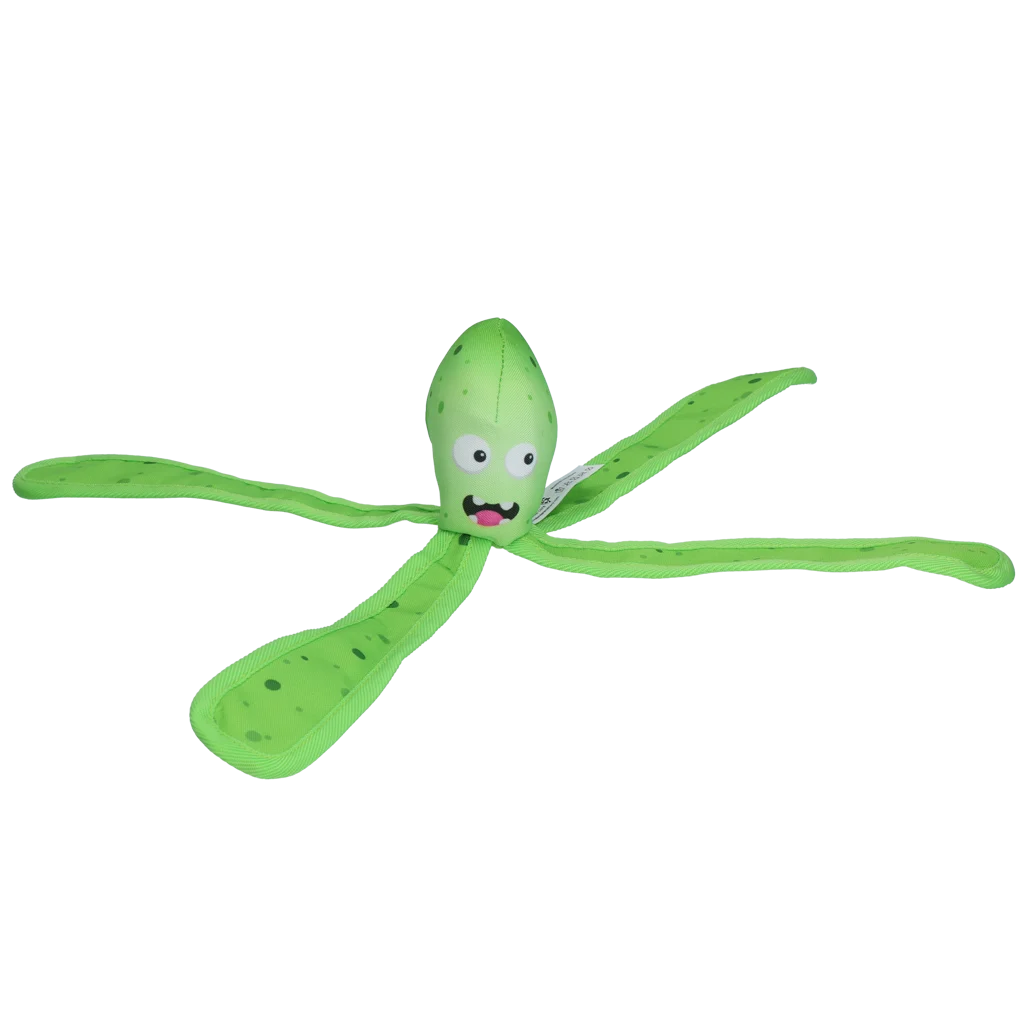 Jouet pour chien avec couineur et tentacules bruissantes, M 28 cm, vert – Dog Comets Alien Octo – Image 2