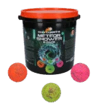 Balles en caoutchouc pour chien avec seau, 6 pièces M – Dog Comets Meteor Shower