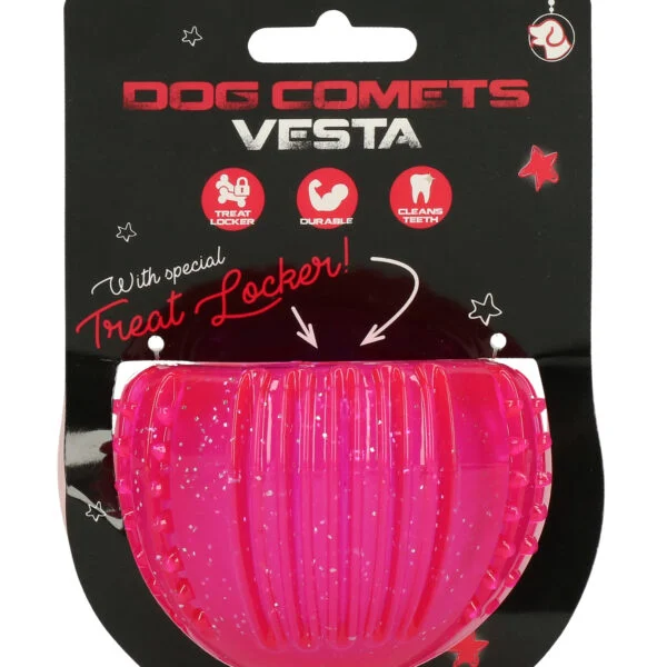 Jouet à friandises en caoutchouc TPR, rose, ø 7 cm – Dog Comets Ceres - Treat Locker