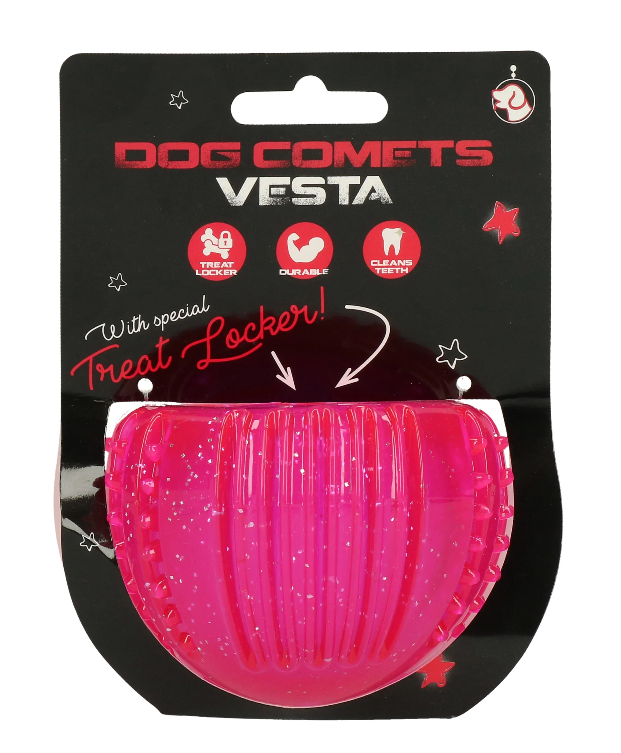 Jouet à friandises en caoutchouc TPR, rose, ø 7 cm – Dog Comets Ceres - Treat Locker – Image 1