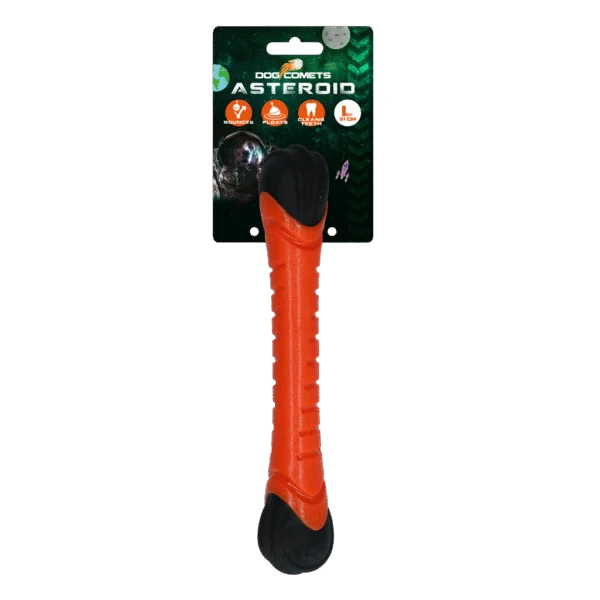 Bâton à rapporter pour chien avec couineur, 31 cm, orange – Dog Comets Asteroid