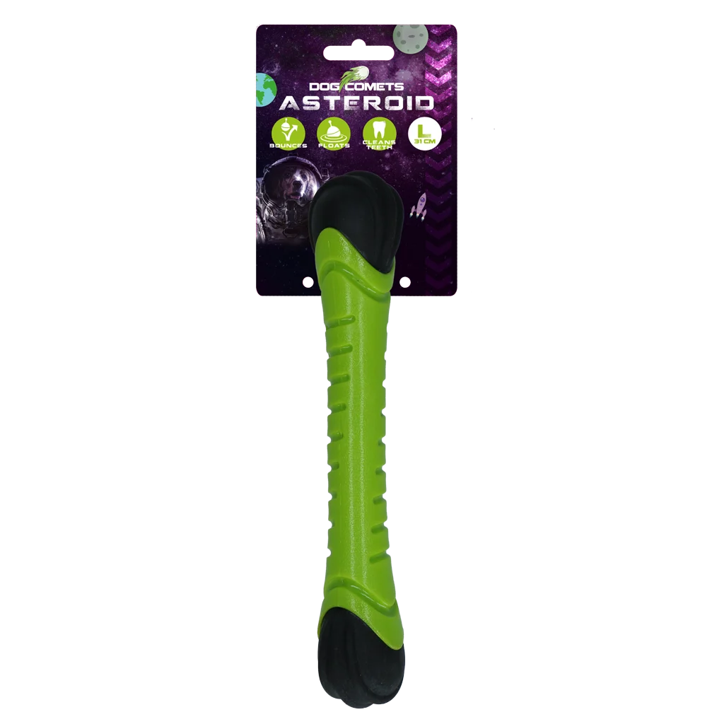 COME035F.png Bâton à rapporter avec couineur, vert L, 31 cm – Dog Comets Asteroid Werpstok – Image 1