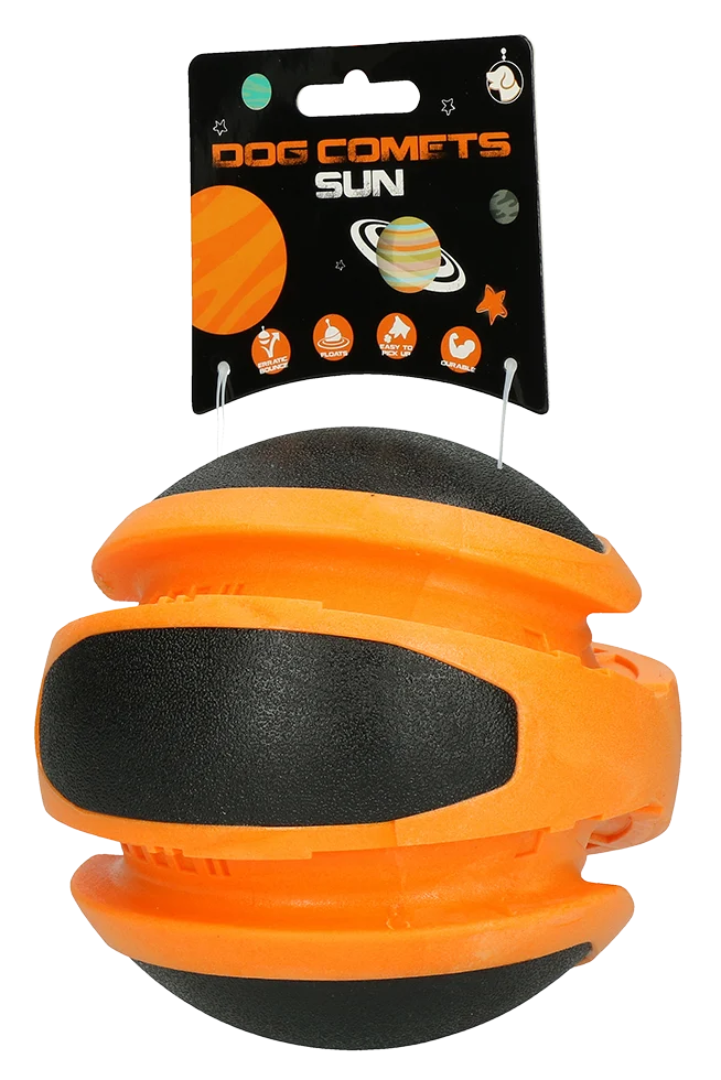 COME042B3.png Balle rebondissante orange pour chien, 14 cm – Dog Comets Planets – Image 1