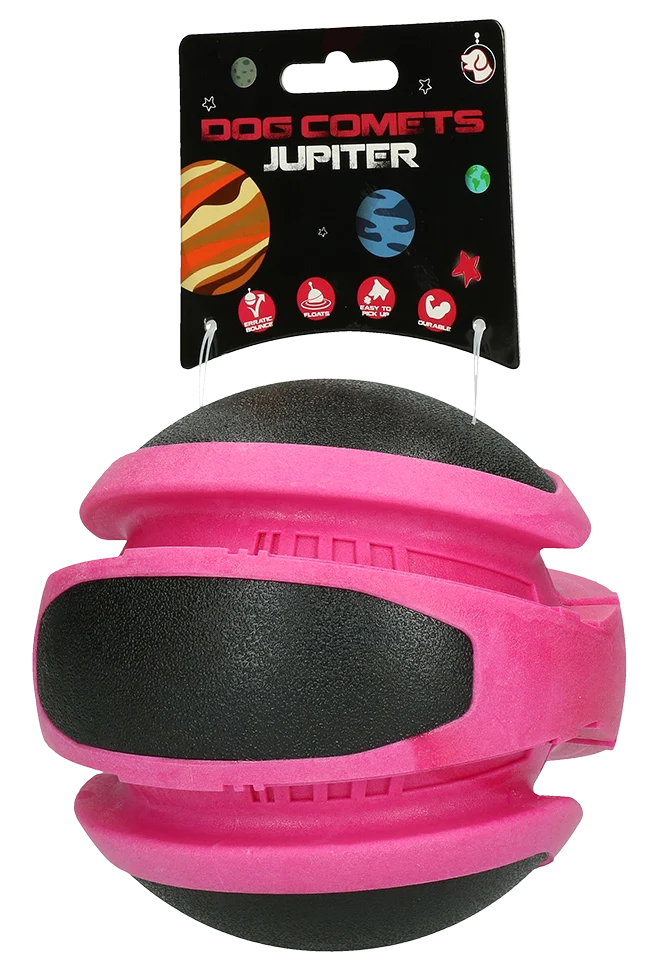 COME042D2.png Balle rebondissante rose pour chien, 14 cm – Dog Comets Planets – Image 1