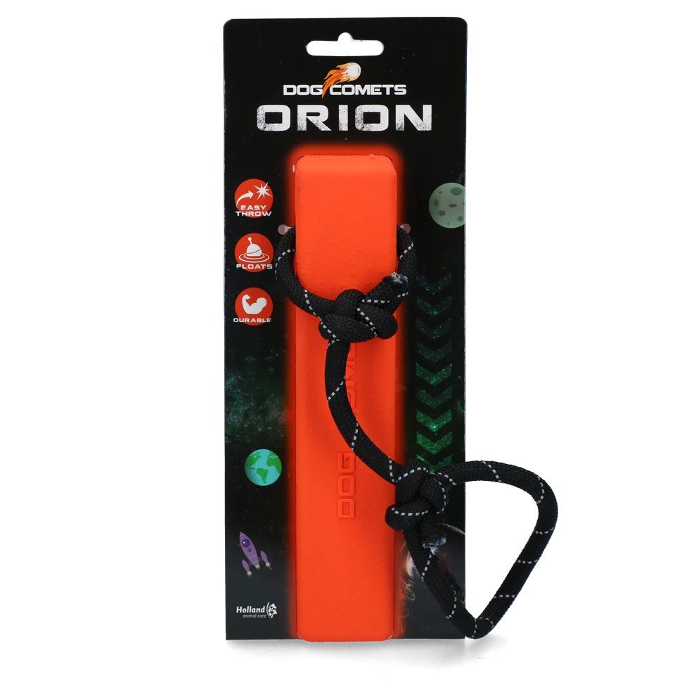 Jouet de rapport avec corde, flottant, 20 x 4 x 4 cm, orange – Dog Comets Orion – Image 1