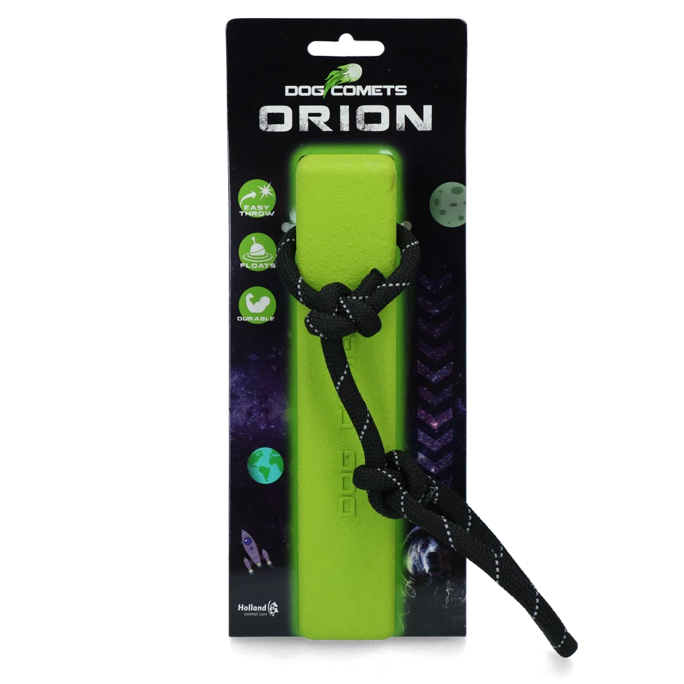 COME055C.png Boudin de rapport avec corde, flottant, 20 x 4 x 4 cm, vert – Dog Comets Orion – Image 1