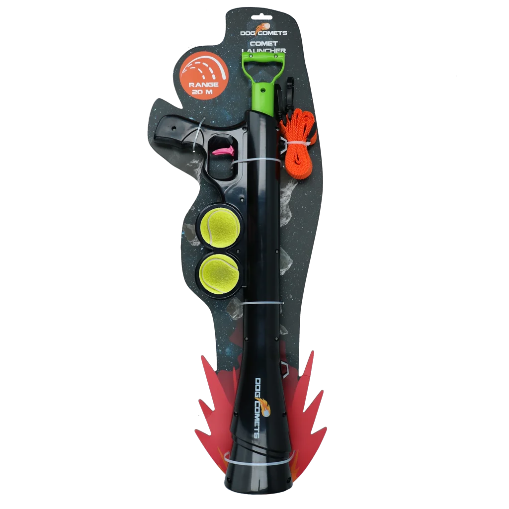 Lanceur de balles pour chien avec 2 balles de tennis, taille M, 61 × 18 cm – Dog Comets Comet Launcher – Image 2