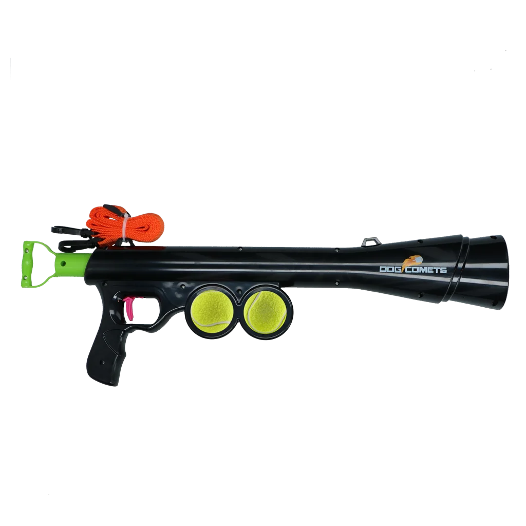 Lanceur de balles pour chien avec 2 balles de tennis, taille M, 61 × 18 cm – Dog Comets Comet Launcher – Image 1