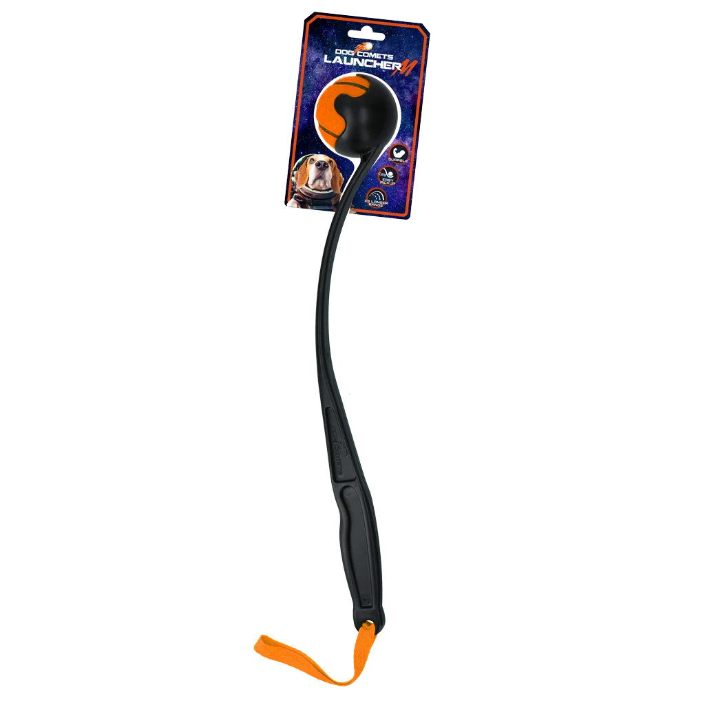 COME058A.png Lanceur de balle pour chien avec balle de tennis M, 48 cm, orange – Dog Comets Launcher – Image 1