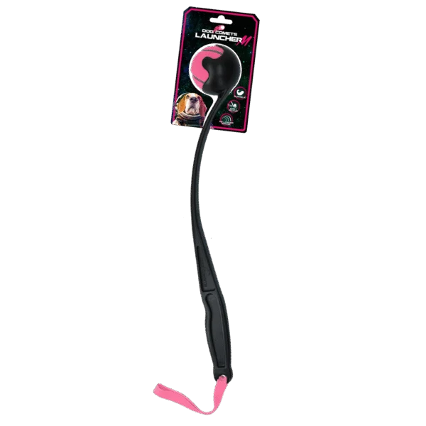 Lanceur de balle pour chien avec balle de tennis M, 48 cm, rose – Dog Comets Launcher