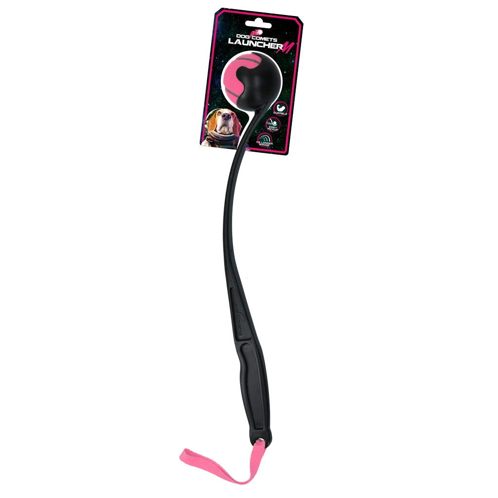 Lanceur de balle pour chien avec balle de tennis M, 48 cm, rose – Dog Comets Launcher – Image 1