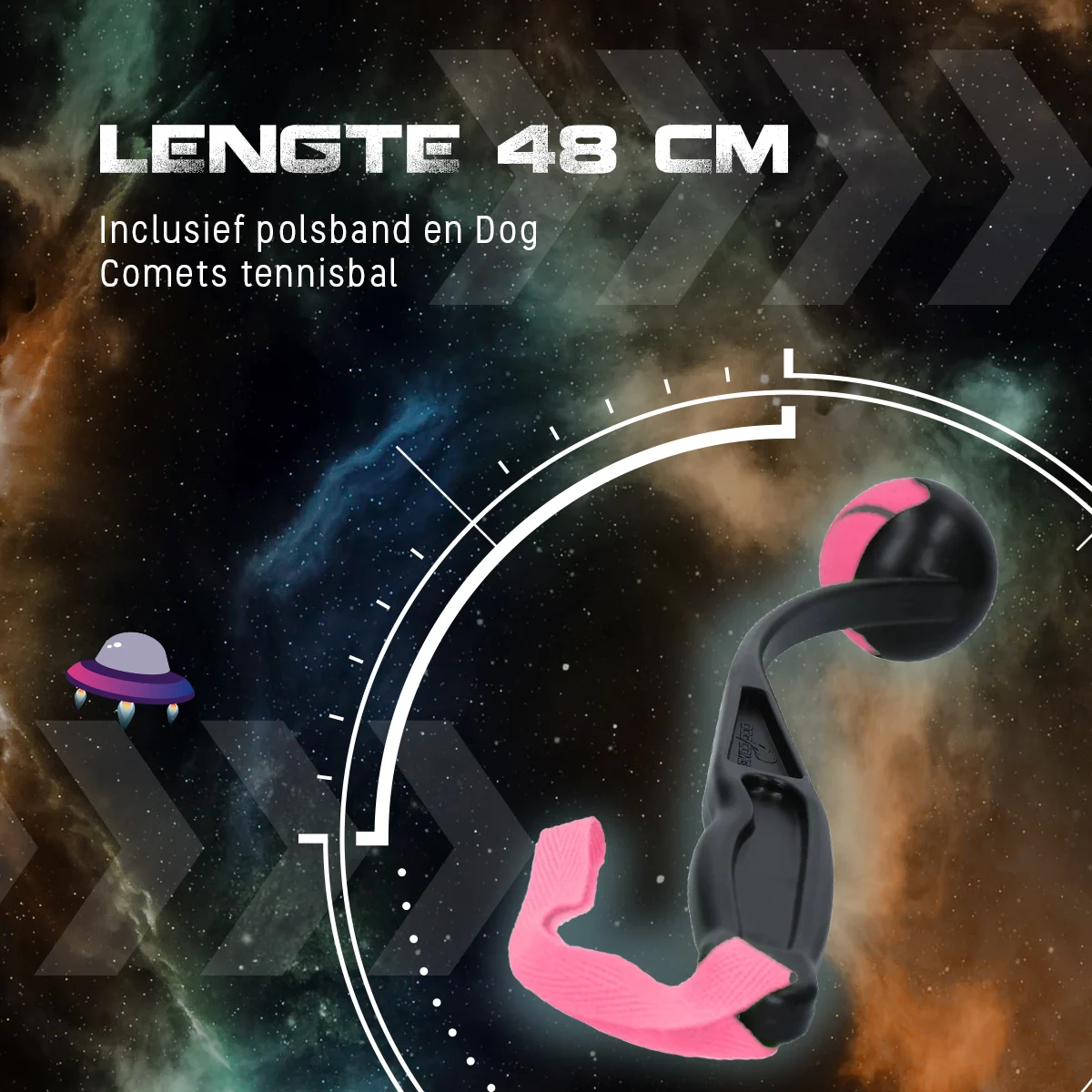 Lanceur de balle pour chien avec balle de tennis M, 48 cm, rose – Dog Comets Launcher – Image 5