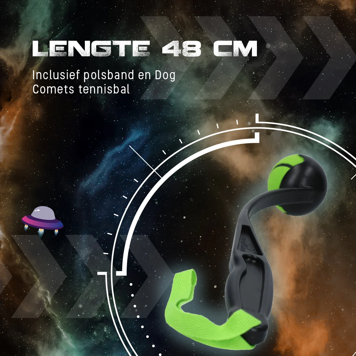 Lanceur de balle pour chien avec balle de tennis M, 48 cm, vert – Dog Comets Launcher – Image 5