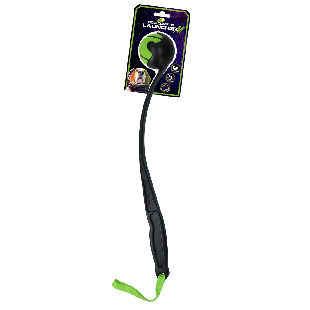 COME058C.png Lanceur de balle pour chien avec balle de tennis M, 48 cm, vert – Dog Comets Launcher – Image 1