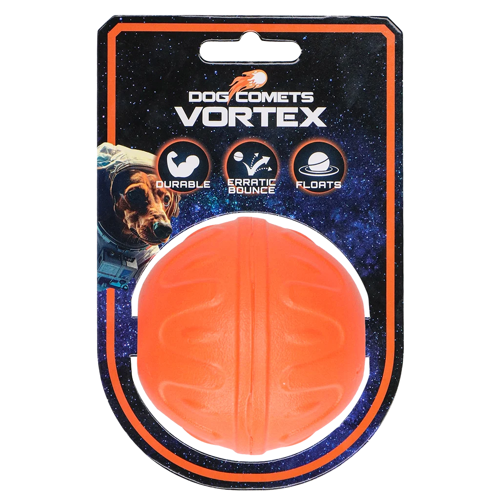 Balle pour chien à rebond imprévisible, flottante, orange – Dog Comets Vortex – Image 1