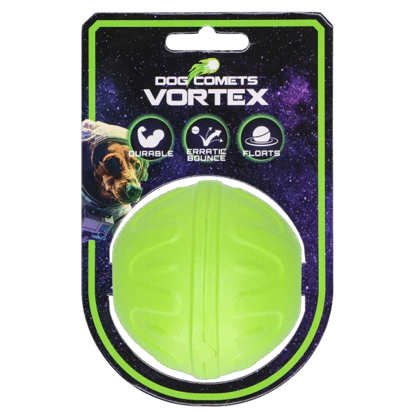 Balle pour chien à rebond imprévisible et flottante, verte – Dog Comets Vortex