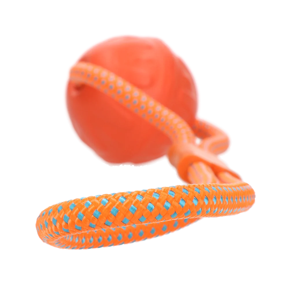 Balle pour chien avec corde réfléchissante, flottante, orange – Dog Comets Vortex Loop – Image 2