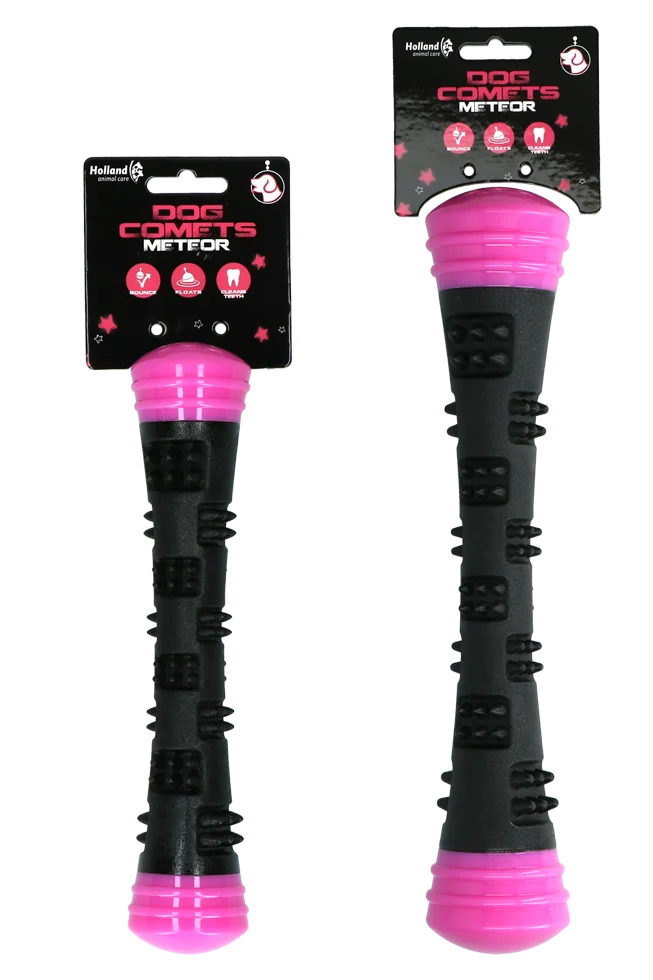 Bâton à lancer en caoutchouc avec couineur, L 32 cm, rose – Dog Comets Meteor – Image 2