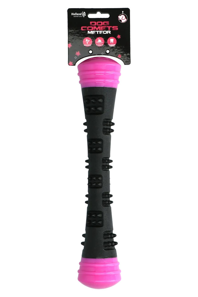 Bâton à lancer en caoutchouc avec couineur, L 32 cm, rose – Dog Comets Meteor – Image 1