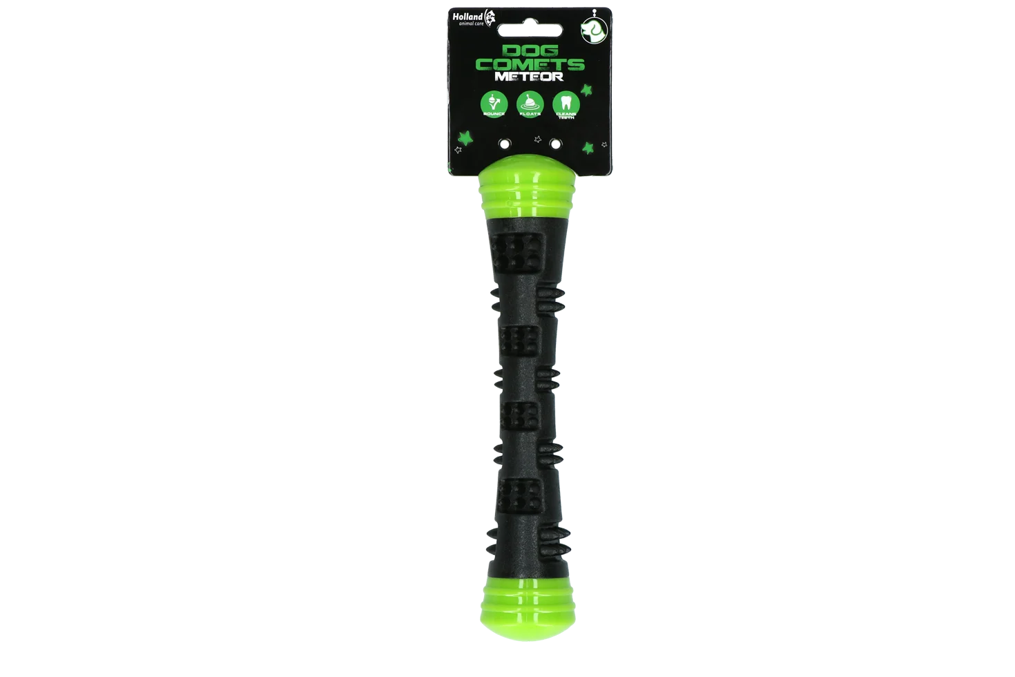 Bâton de rapport en caoutchouc avec couineur, S 23 cm, vert – Dog Comets Meteor – Image 1
