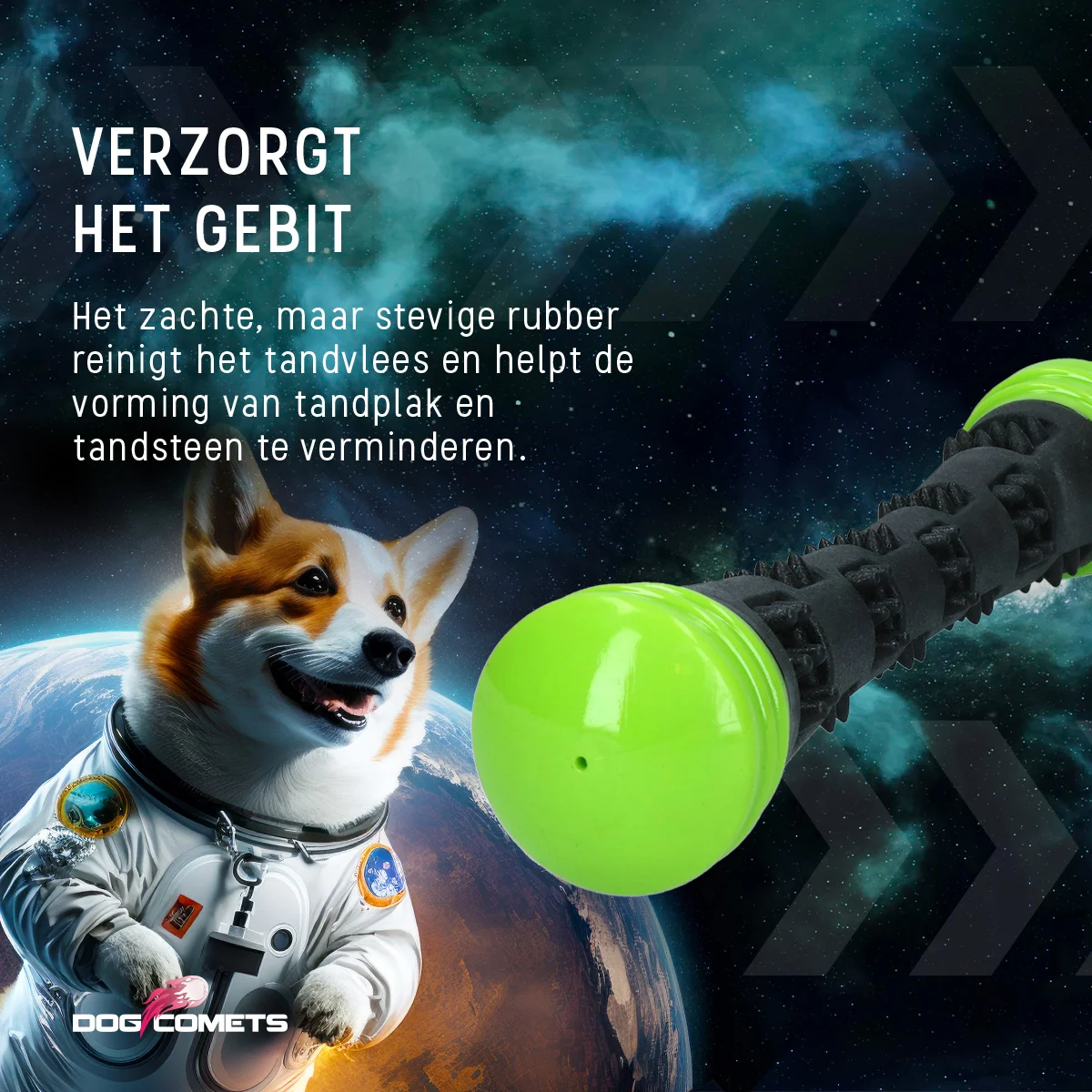 Bâton de rapport en caoutchouc avec couineur, S 23 cm, vert – Dog Comets Meteor – Image 5