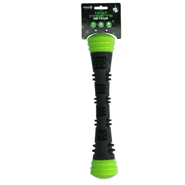 Bâton de rapport en caoutchouc avec couineur L, 32 cm, vert – Dog Comets Meteor