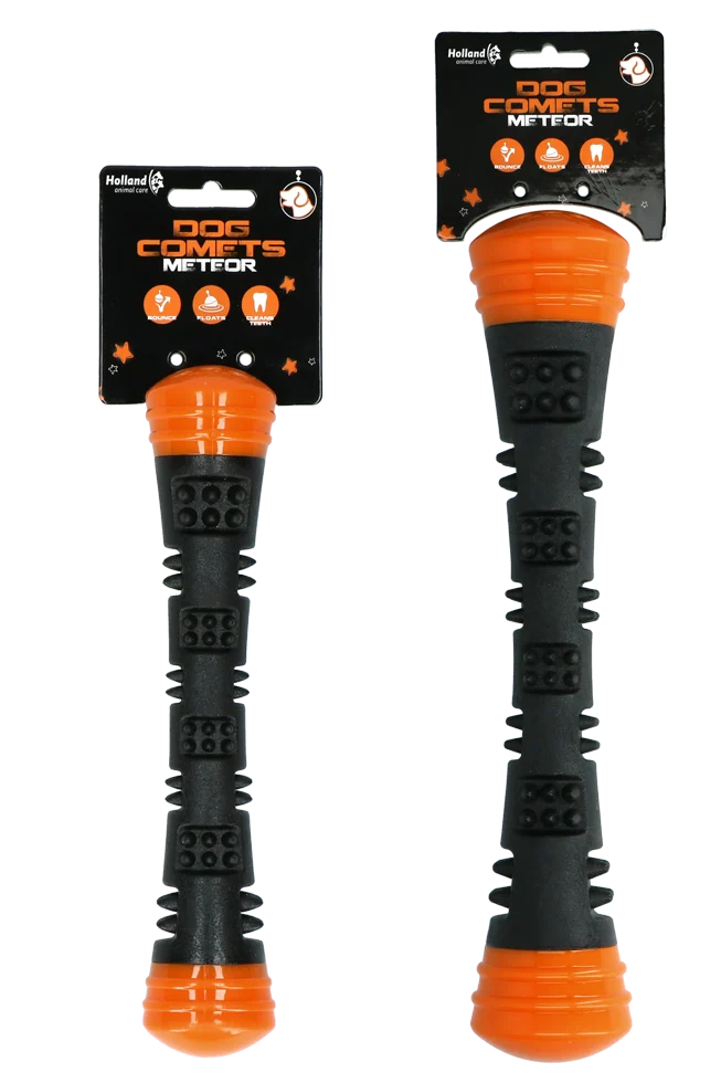 Jouet à lancer en caoutchouc avec couineur, L 32 cm, orange – Dog Comets Meteor – Image 5