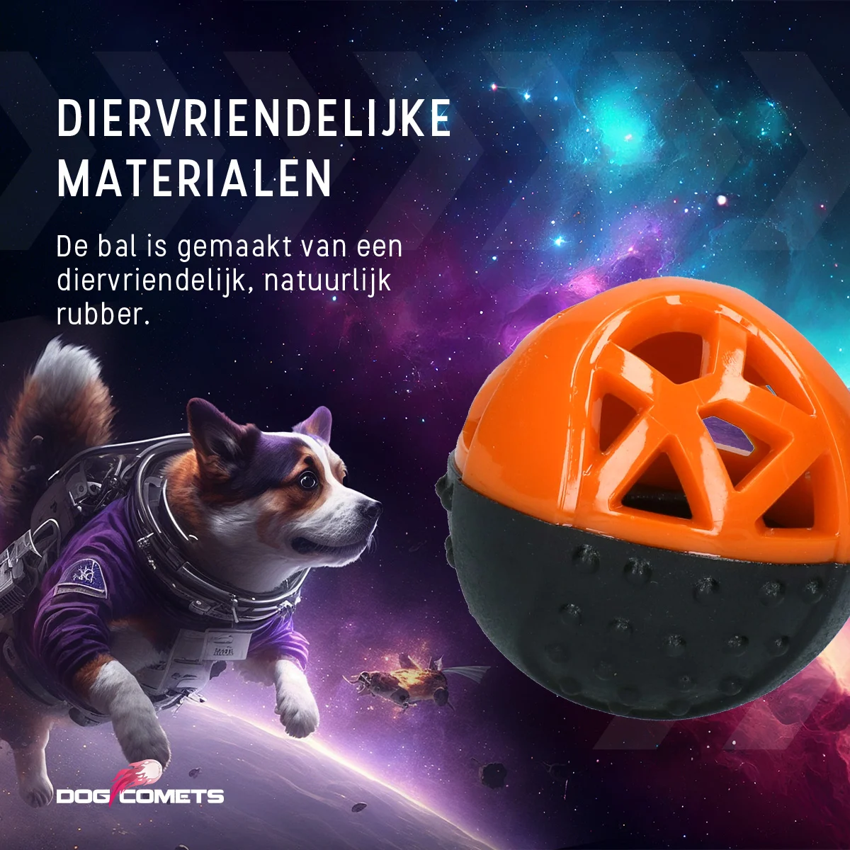 Balle à friandises en caoutchouc avec couineur, orange – Dog Comets Moonstone – Image 5