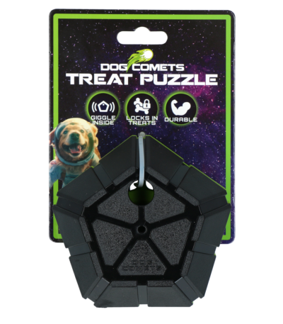 Balle puzzle pour chiens avec éléments rotatifs et son rigolo – Dog Comets Treat Puzzle