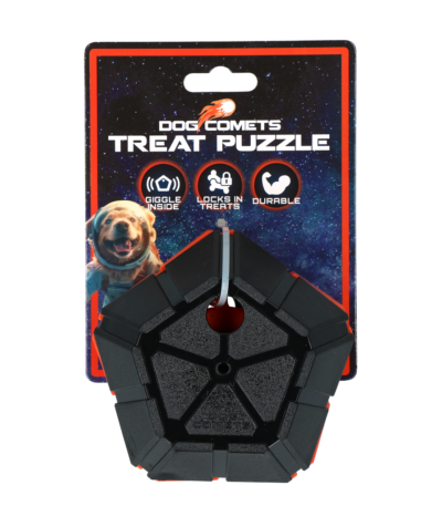 Balle puzzle pour chiens avec éléments rotatifs et son rigolo – Dog Comets Treat Puzzle
