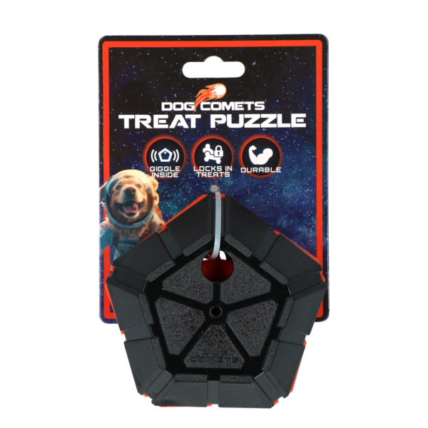 Balle puzzle pour chiens avec éléments rotatifs et son rigolo – Dog Comets Treat Puzzle
