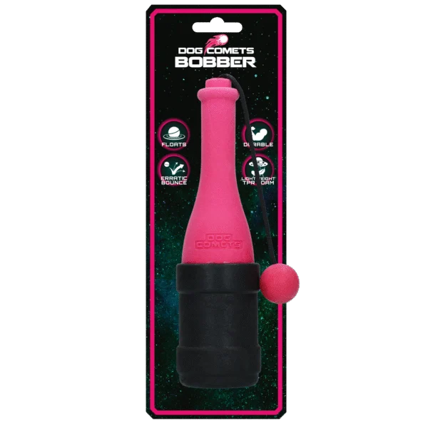 Jouet à rapporter avec corde pour l’eau, 23 cm, rose – Dog Comets Bobber