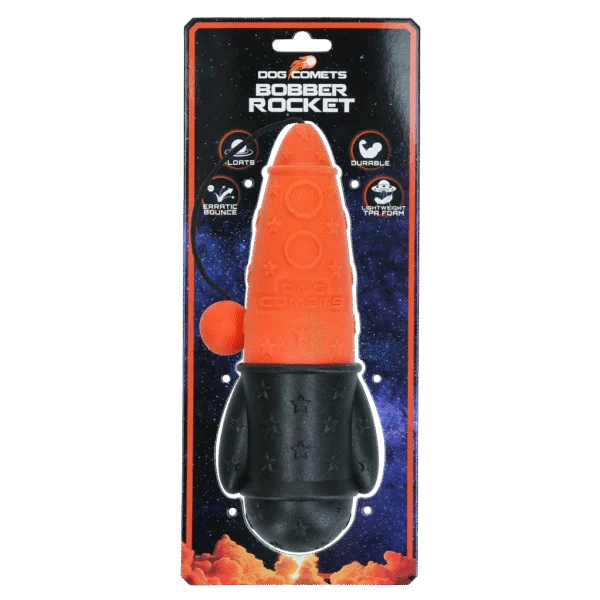 Jouet à rapporter avec corde, flottant, Ø 65 x 235 mm, orange – Dog Comets Bobber Rocket