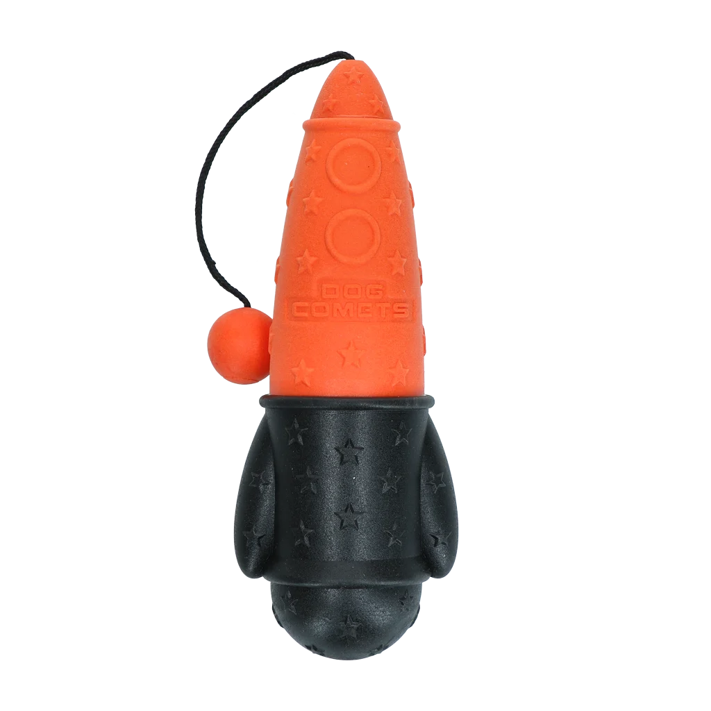Jouet à rapporter avec corde, flottant, Ø 65 x 235 mm, orange – Dog Comets Bobber Rocket – Image 2