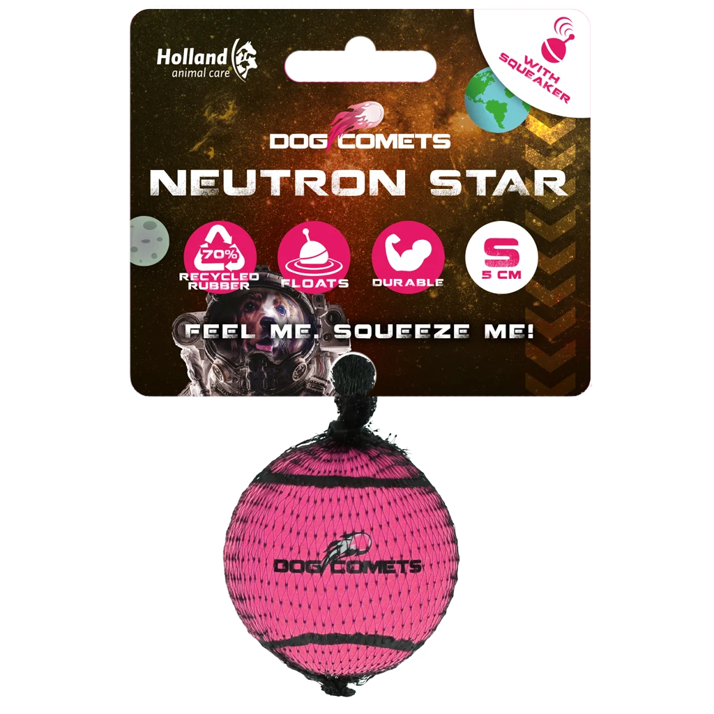 Balle de tennis pour chien avec couineur S, Ø 5 cm, rose – Dog Comets Neutron Star – Image 1
