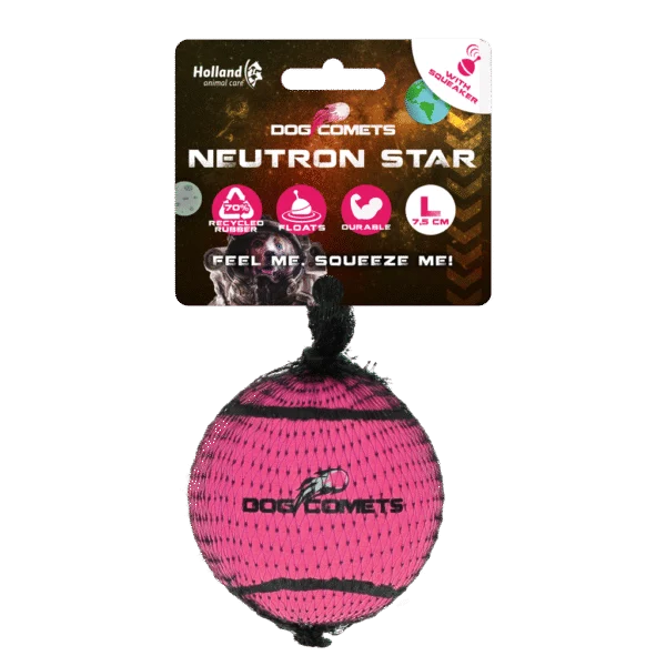 Balle de tennis avec couineur et bord en caoutchouc, rose L, 7,5 cm – Dog Comets Neutron Star