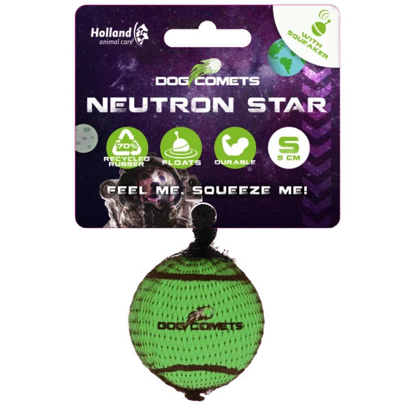Balle de tennis pour chien avec couineur S, Ø 5 cm, verte – Dog Comets Neutron Star