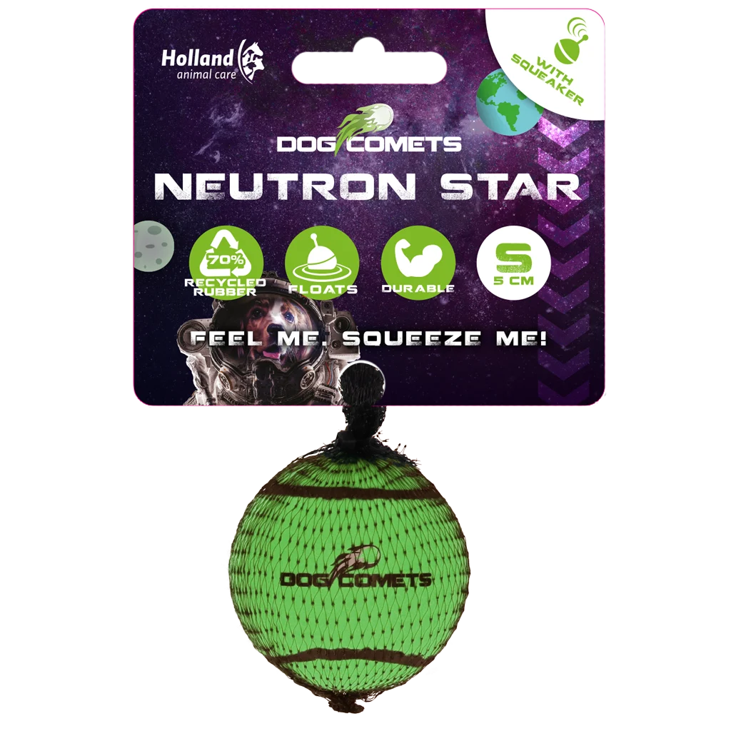 Balle de tennis pour chien avec couineur S, Ø 5 cm, verte – Dog Comets Neutron Star – Image 1