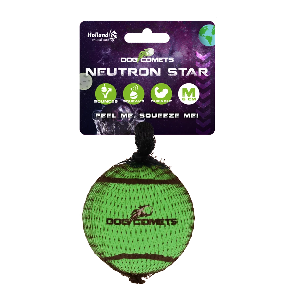 Balle de tennis avec couineur et rebord en caoutchouc, verte, M, 6 cm – Dog Comets Neutron Star – Image 1