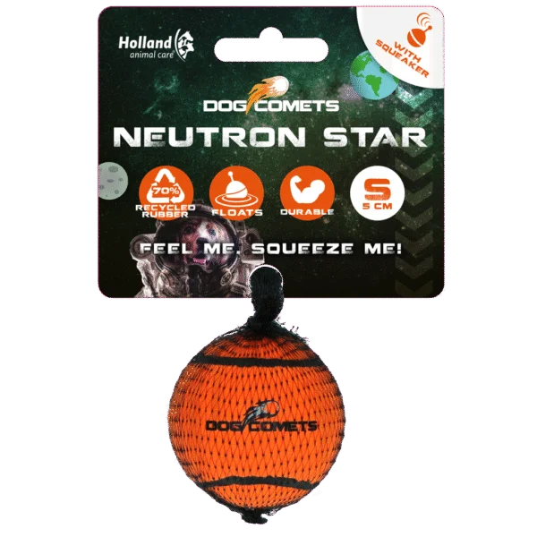 Balle de tennis pour chien avec couineur S, Ø 5 cm, orange – Dog Comets Neutron Star