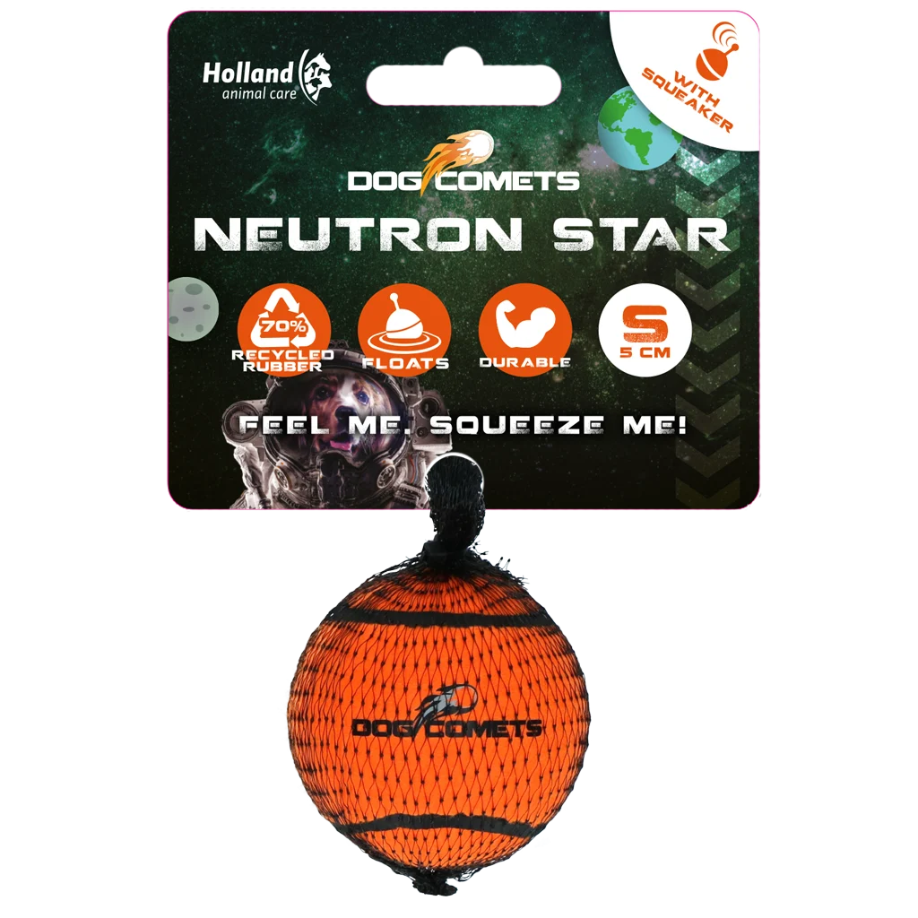 Balle de tennis pour chien avec couineur S, Ø 5 cm, orange – Dog Comets Neutron Star – Image 1