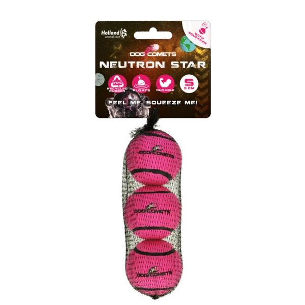Balle de tennis pour chien avec sifflet S, Ø 5 cm, rose, 3 pièces – Dog Comets Neutron Star