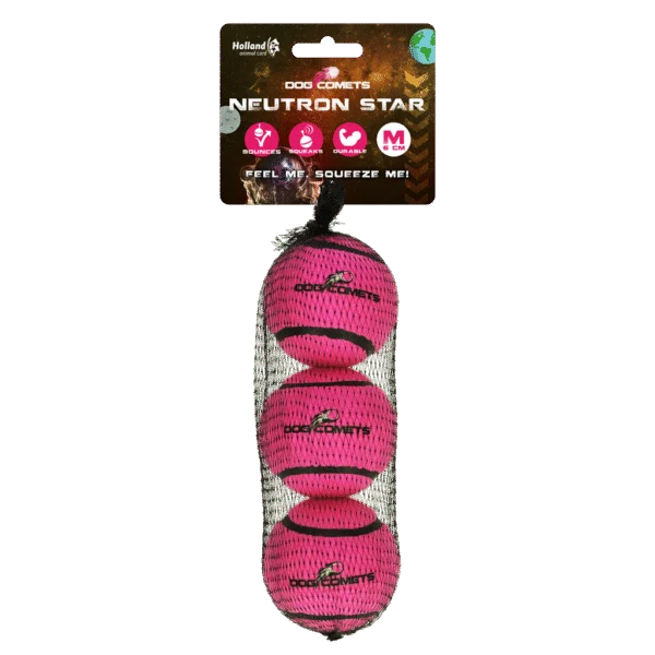 Balle de tennis pour chien avec sifflet M, Ø 6 cm, rose, 3 pièces – Dog Comets Neutron Star