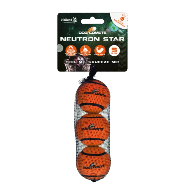 Balle de tennis pour chien avec couineur S, Ø 5 cm, orange, 3 pièces – Dog Comets Neutron Star