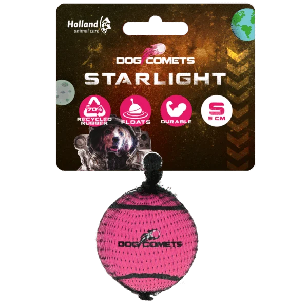 Balle de tennis pour chien flottante, rose, S, Ø 5 cm – Dog Comets Starlight