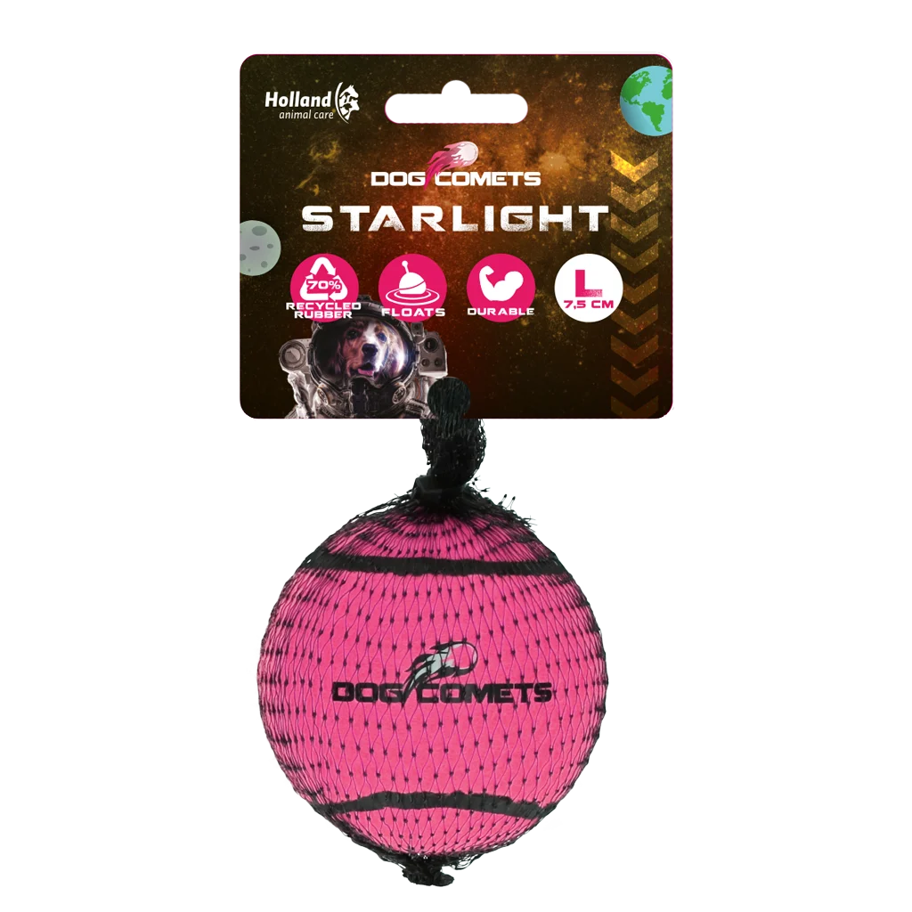 Balle de tennis pour chien, flottante, Ø 7,5 cm, rose – Dog Comets Starlight – Image 1